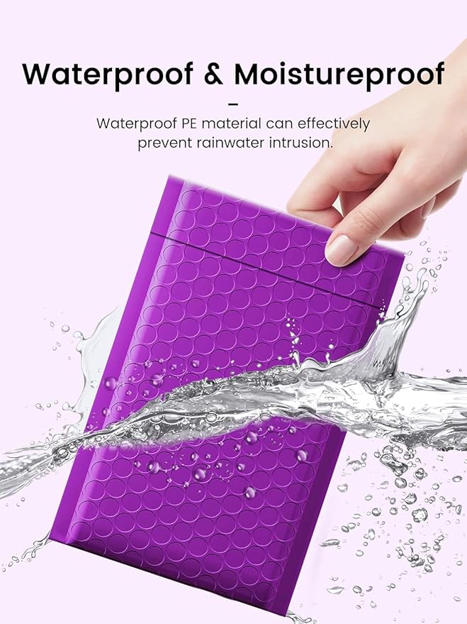 GSSUSA Purple Bubble Mailers 8.5x12 Large Padded Envelopes 250 Pack Strong Adhesion Bubble Mailer Self-Seal Bubble Envelopes for Mailing Clothes,Magazines