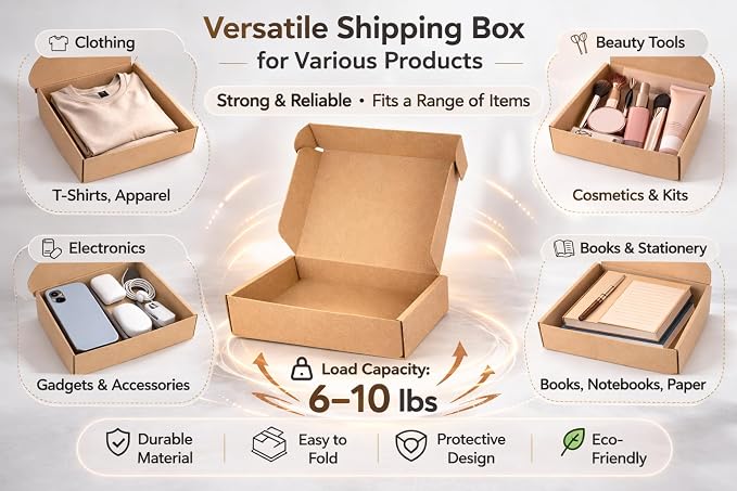 Corrugated Shipping Boxes 9x6x2Inches, 60Pack Kraft Cardboard Literature Mailers, Durable Small Business Mailing Boxes for Packaging & Shipping Supplies, Brown,Shipping boxes made from recycled paper