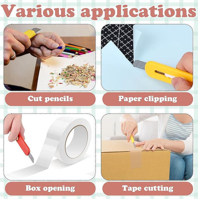 8 Pieces Cute Box Cutter Utility Retractable Mini Sharp Kawaii Knives Package Opener Paper Cutters for Office, Arts Crafts, Home Use (Nature,Bright Color)