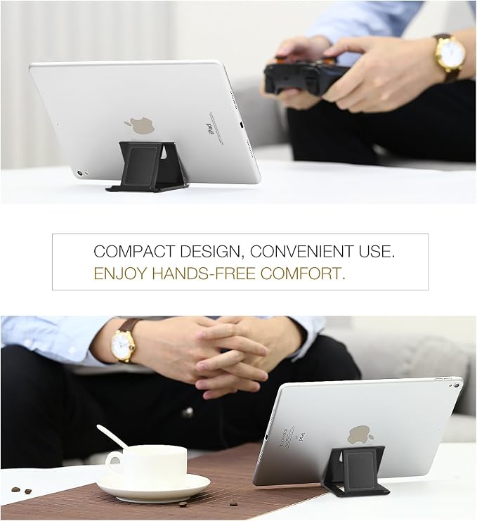 MoKo 2 Pack Cell Phone Stand for Desk, Tablet Stand for 4"-11" Devices | Ultra-light, compact foldable design, fits iPhone, iPad, Galaxy & e-readers, 6 adjustable angles, portrait/landscape viewing