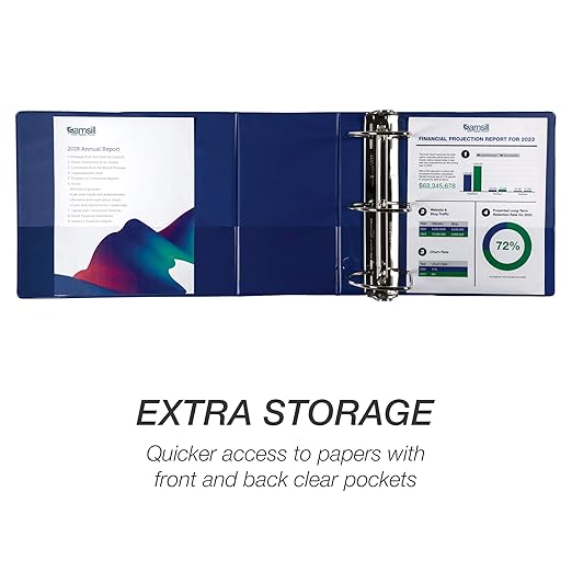 Samsill Durable 6 inch 3 Ring Binder, Made in USA, Locking D Ring 100% Recycled Chipboard, Blue