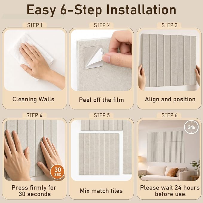 Large Felt Bulletin Board 48" x 36" Cork Board Alternative-12 Pack with 70 Safe Removable Adhesive Tabs, 35 Pushpins Notice Board for Walls Home Office Classroom Pin Board -Oatmeal