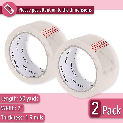 Mr. Pen- Packing Tape, 2 Pack, 2 Inch Wide, 60 Yards, 1.9mil, No Smell | Clear Packing Tape for Shipping, Packaging, Moving and Storage
