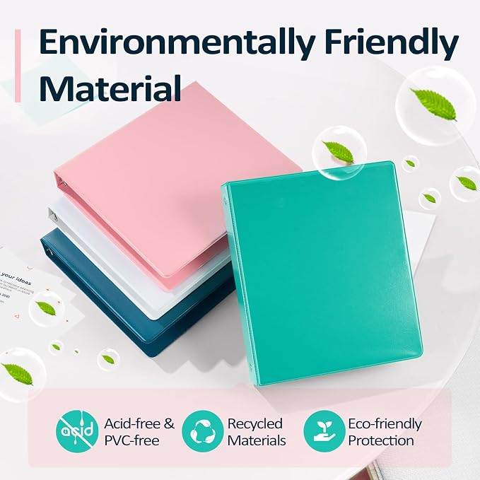 BinderX 3 Ring Binder 2 Inch, 2" Clear View Binder, Aqua Blue, Letter /A4 | Extra Durable, PVC-Free, Customizable, Interior Pockets, 450-Sheet Capacity, Eco-Friendly, Reinforced Hinge, School, Office
