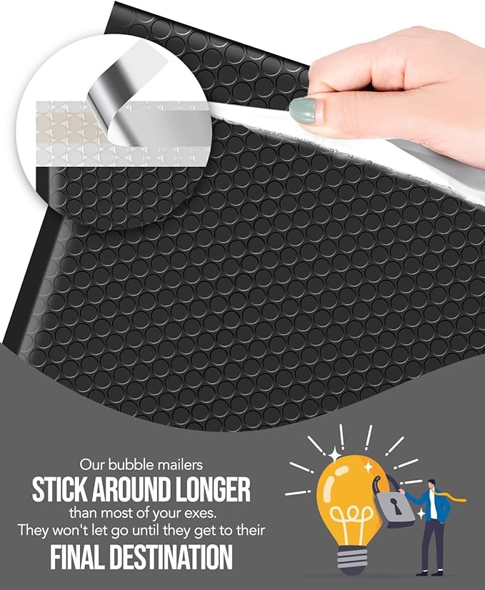 GSSUSA Large Bubble Mailers 10.5x16 Inch 250 Pack Black Padded Envelopes, Strong Adhesion Padded Mailer Self-Seal Bubble Envelopes for Mailing Clothes,Magazines