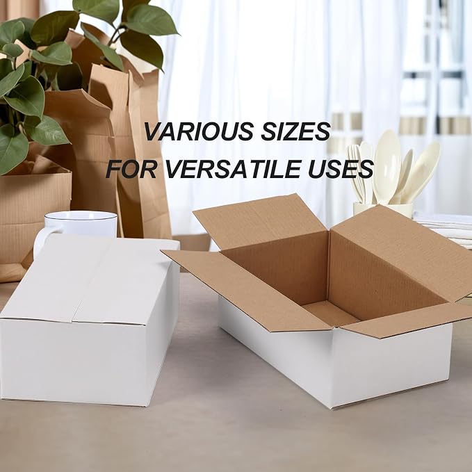 8x5x3 Shipping Boxes Set of 40, White Kraft Corrugated Cardboard Small Boxes Mailers for Packaging(20.3x12.7x7.6 cm)