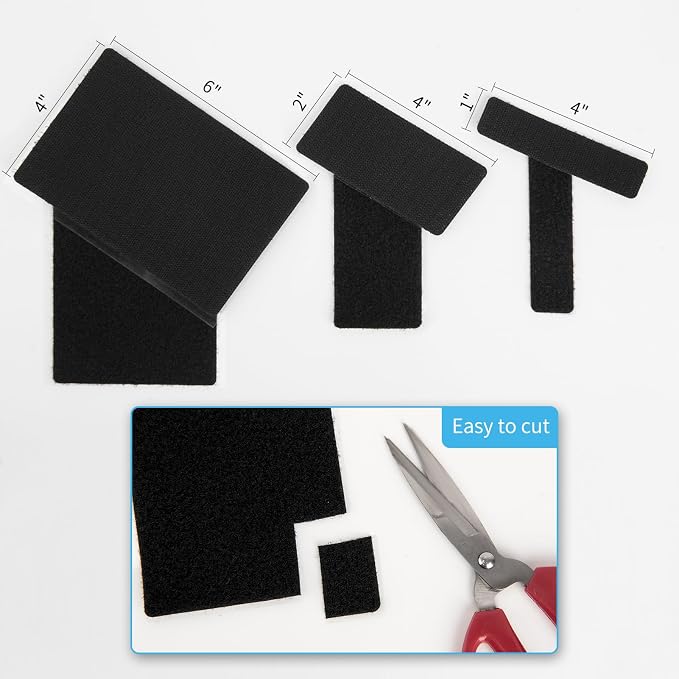 Art3d 48 Sets Hook and Loop Tape Sticky Back, 4"x6" Double-Sided Command Adhesive Strip Heavy Duty | Double-Sided, Adhesive Strip, Nylon, Picture Hanging Strips Fastener for Mounting Hanging, Glass, Tile, Metal, Home, Office