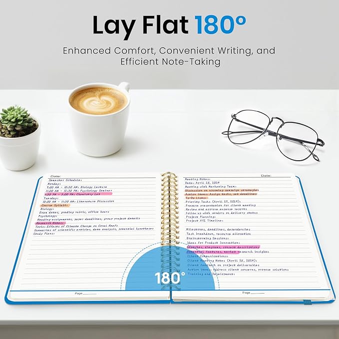 Lined Spiral Journal Notebook for Women, A5 College Ruled Journals for Writing, Hardcover Notebooks for Work, Note taking and Office School Supplies,140 Pages - Azure Blue