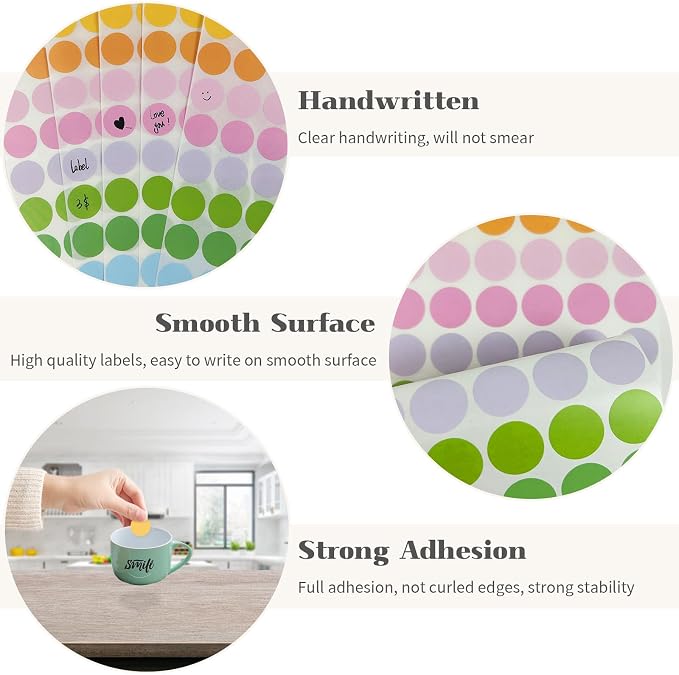3500 PCS Colored Dot Stickers 3/4 Inch Circle Round Coding Label | Used for manual labor in kindergartens, garage yard price sales, organizing activity color groups,marking spice bottles