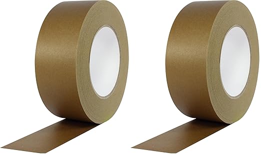ProTapes Pro 184HD Rubber High Tensile Kraft Flatback Carton Sealing Tape with Paper Backing, 7 mils Thick, 55 yds Length x 2" Width, Dark Brown (Pack of 2)