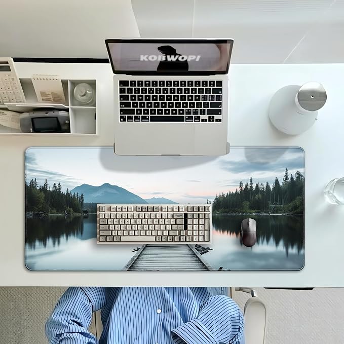 35.4 x 15.7 in, XXL Large Mouse Pad for Desk, Extended Keyboard Mouse Mat for Computer Office, Big Mouse pad with Stitched Edges, Gaming Pc-Beautiful View by The Lake