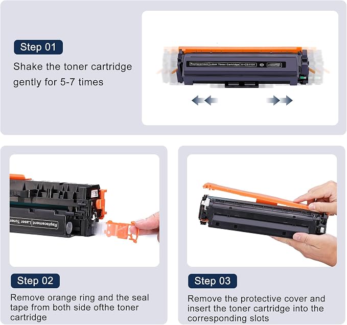 410A Compatible Toner Cartridges Replacement for HP 410 410X CF410A for Color Pro MFP M477fnw M477fdw M477fdn Pro M452dn M452nw M452dw Printer,2 Black