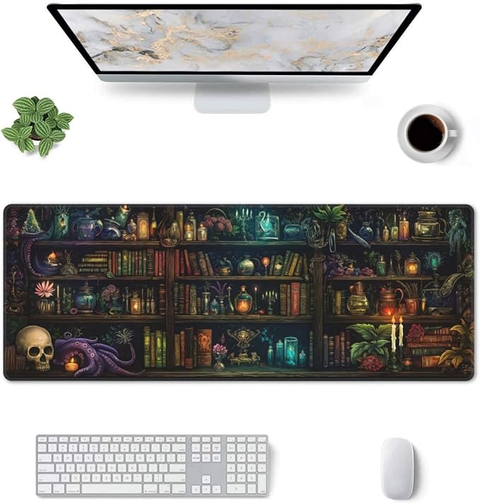 Library Mysterious Mouse Pad XL Large Mousepad Non Slip Rubber Base Desk Mat for Laptop Computer Gaming 31.5" X 12"