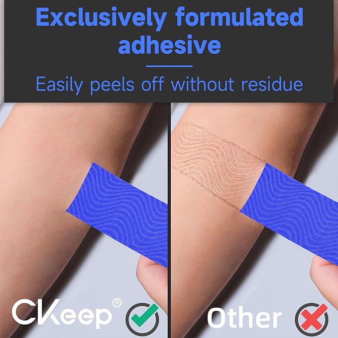 CKeep Kinesiology Tape, Uncut 2 Rolls, Original Cotton Elastic Premium Athletic Tape,Latex Free Hypoallergenic, 2inch x 16ft, Blue