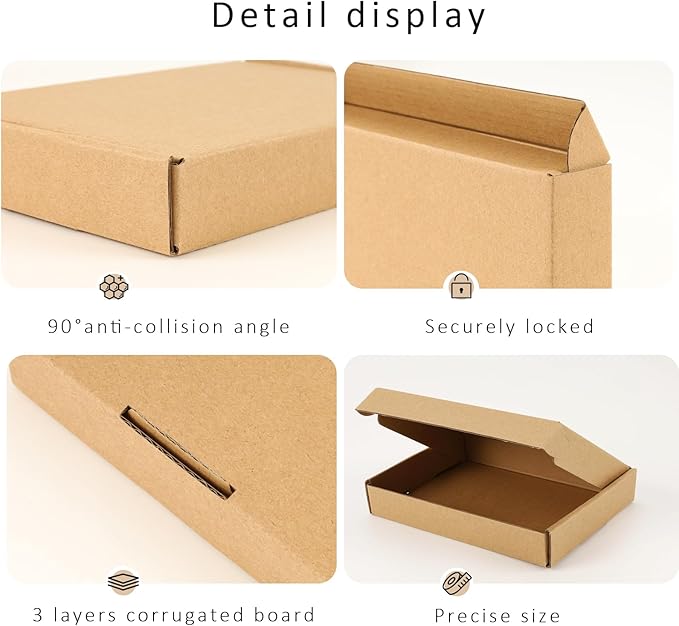 BIOBROWN 7x5x1" Small Shipping Boxes 50 Pack, Corrugated Cardboard Mailer Boxes Bulk for Packaging Small Business Mailing Gift, Kraft Brown