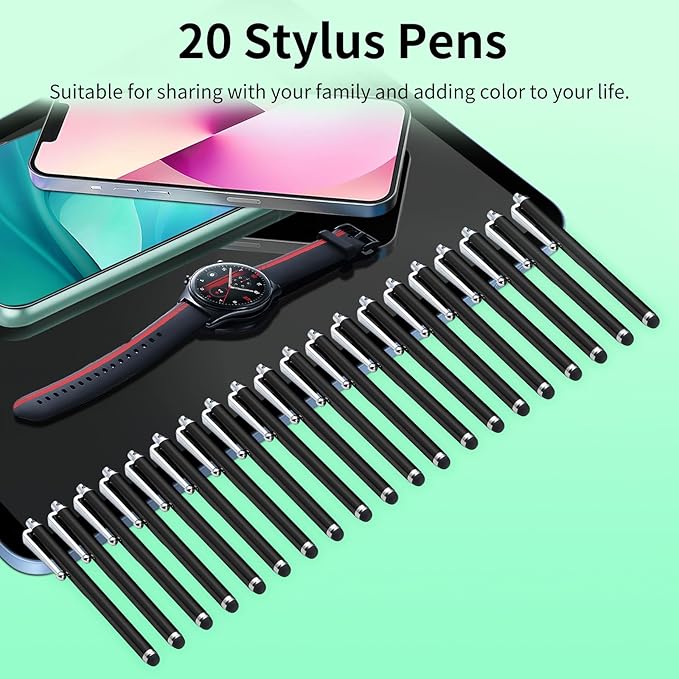 20 Pack Stylus Pen,Stylus Pen for Touchscreen High Precision and Sensitivity for Everyday Writing/Drawing,Universal Stylus Compatible with Touch Screens,Black