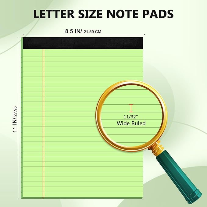 Legal Pads 8.5 x 11 Note Pads Wide Ruled Paper, 4 Pack Colored Notepads | Note Pads 8.5 x 11 Pink Writing Pad Multicolor Notepad with Sturdy White Back Lined Paper Writing Paper Tablets,30 Sheets/Pad