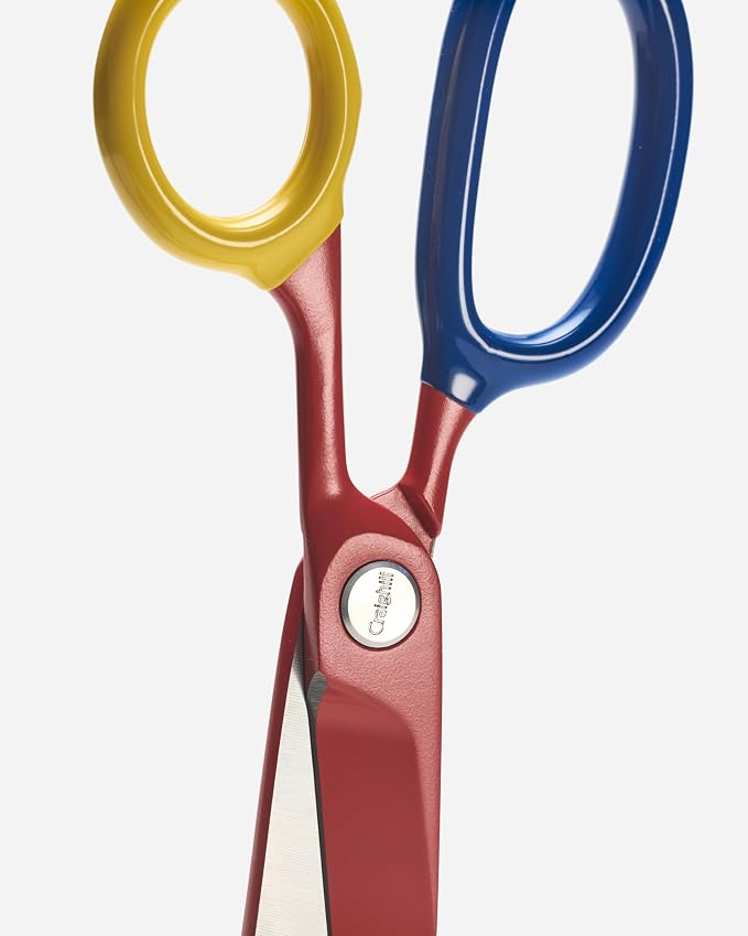 Chroma Scissors - 8.5” Heavy Duty Stainless Steel All Purpose Scissors for Office Supplies, Crafts & Home, Ultra Sharp, Comfort Grip Handles (Red)