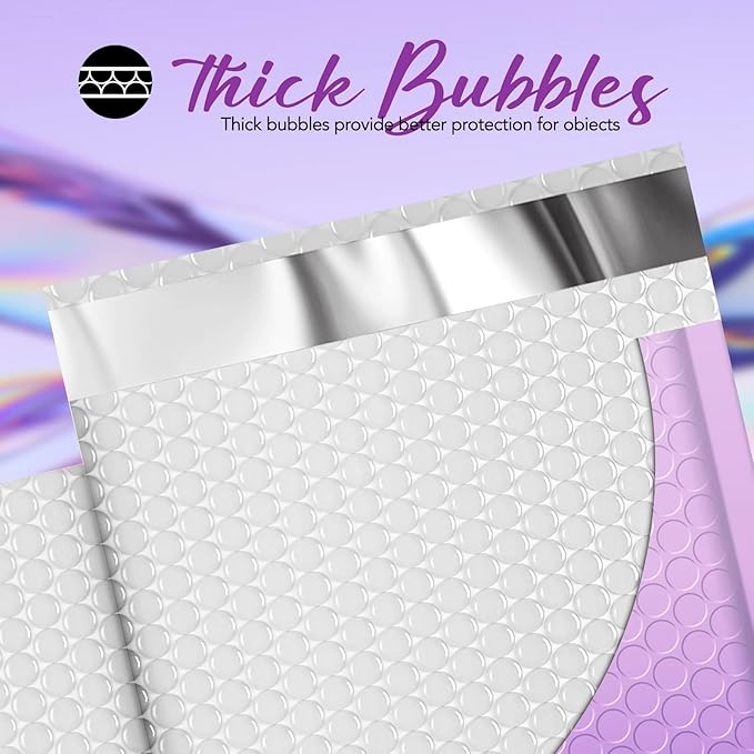 Fuxury Opaque Bubble Mailers 6x10 Inch 100 Pack Gradient Purple Padded Envelopes Usable Size 6x9" Strong Adhesion Bubble Shipping Envelopes for Mailing Jewelry, Makeup #0 Thick Bubble Padded Mailer