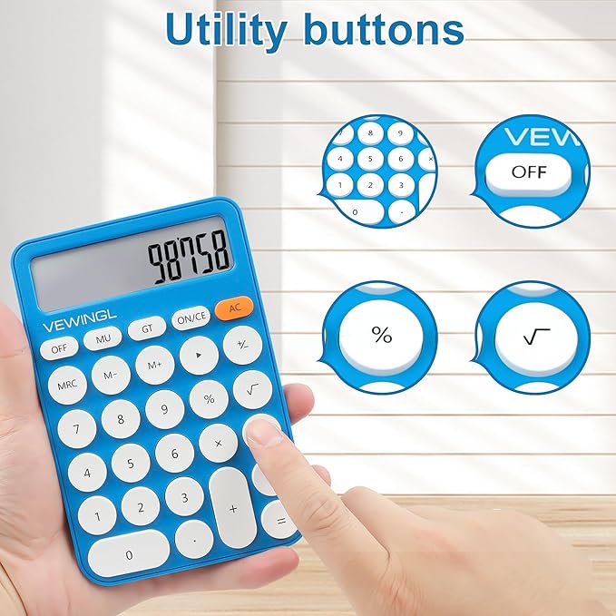 VEWINGL Standard Calculator, 12 Digit Large Display Desktop Calculator with Big Buttons for Office, School, Home & Business