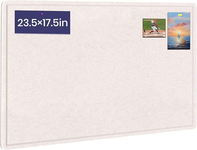 Bulletin Board 24" x 18" Felt Cork Board - Decorative Pin Board, Oatmeal | Cork Board Alternative for Wall, Foldable Self-Adhesive Vision Board Prayer Board with Pushpins for Home Office Classroom