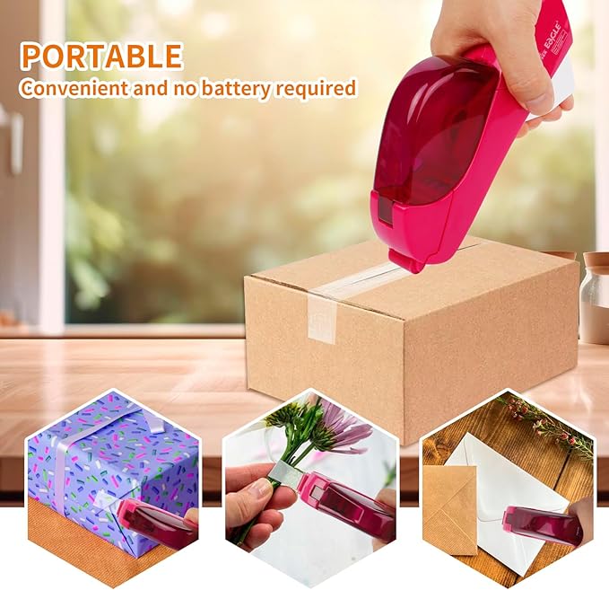 Eagle Automatic Tape Dispenser and Tape Gun. Free 1/2" (12mm) and 3/4" (19mm). Ideal for Taping Gifts, Packages, Scrapbooks and Envelopes (Pink)