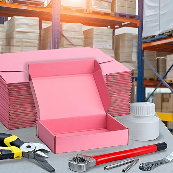 Small Shipping Boxes 9x6x2 Inches – Pink Corrugated Cardboard Boxes (20-Pack) for Mailing, Packing, Small Business & Gift Packaging - Recyclable & Sturdy