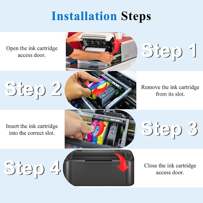 950XL 951XL Ink Cartridges Compatible for HP 950 951 Ink Cartridges Combo Pack Work with HP Printer OfficeJet Pro 8600 8610 8620 8100 8630 8625 Printer 950 Black 951 Color Cyan Magenta Yellow(4 Pack)