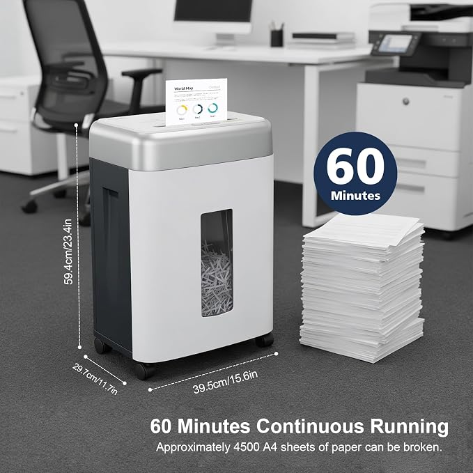 Wingwise 25 Sheets Paper Shredder Heavy Duty for Home Office | 60 Mins Runtime, P-4, 9.2 gal, Cross Cut, Shreds CDs & Credit Cards