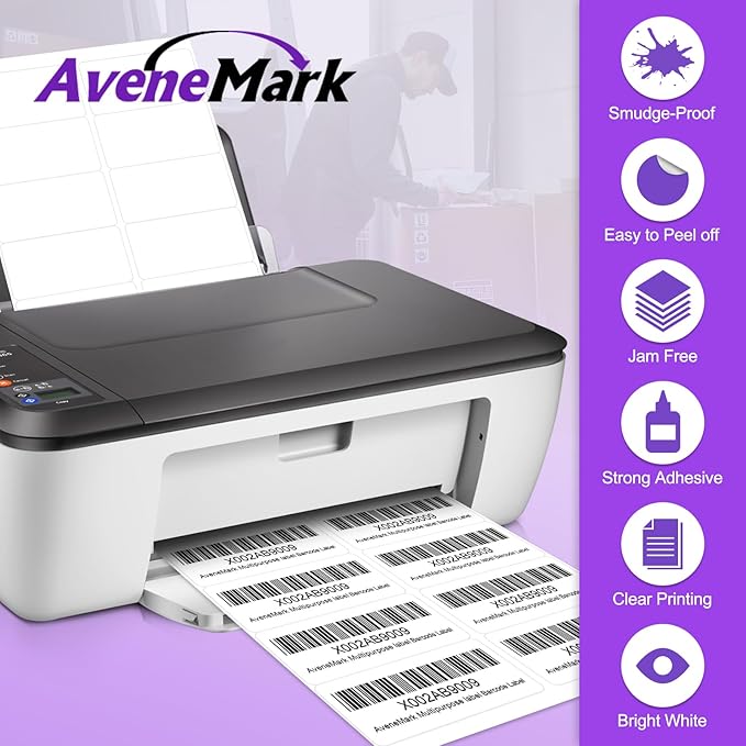 1000 Labels (100 Sheets) - 2" x 4" Shipping Address Labels - 10-Up Mailing Stickers for Laser/Inkjet Printers - 8.5" x 11" White Printer Labels - Multipurpose Address Papers