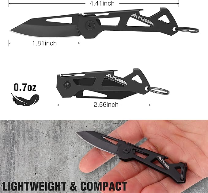 FLISSA Mini Pocket Knife, Small Folding Knife Little Box Cutter with 1.81-Inch Sharp Blade, Bottle Opener, Cool EDC Tool for Women Men