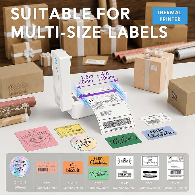 Forc Bluetooth Thermal Shipping Label Printer, 4x6, White | Wireless, Compatible with Android, iPhone, Windows & Mac, For Small Business, Works with Amazon, Etsy, USPS