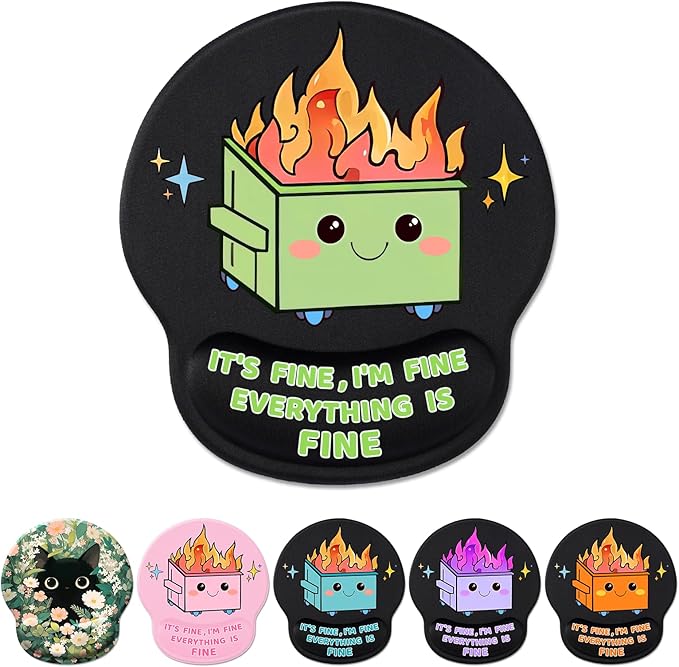 Hancynir Dumpster on Fire Ergonomic Mouse Pad with Wrist Support Desk Decor | Gel Mouse Pads Wrist Rest, Cute Funny Comfortable Computer Mousepad, for Gaming Laptop Work Home Accessories Office Supplies