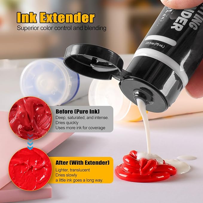 Linoleum Blocks for Printmaking, Stamp Making Carving Linocut Kit for Kids DIY Gift, Rubber Stamp Carving Screen Printing Kit with 4 Colors Block Printing Ink, Rubber Block, Linocut Tools, Brayer