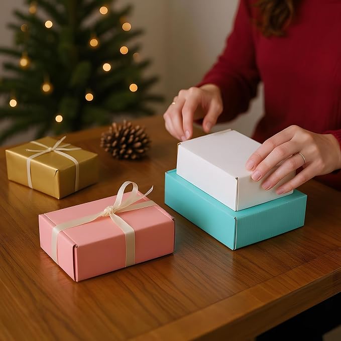 FARRAY 50 Pack of 6x4x2 Inches Small Shipping Boxes, Durable Corrugated Cardboard Boxes for Shipping, Gift, Mailing and Packaging, Teal
