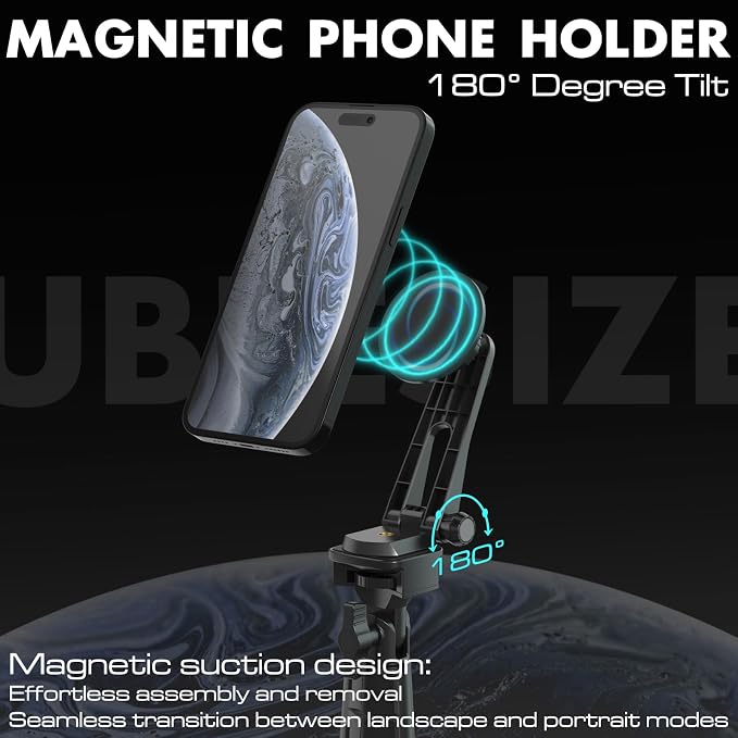 UBeesize 12'' LED Ring Light with 62'' Tripod Stand and Magnetic Phone Holder, Selfie Ring Light for Video Recording, Live Streaming, Compatible with iPhone & Android (Black)