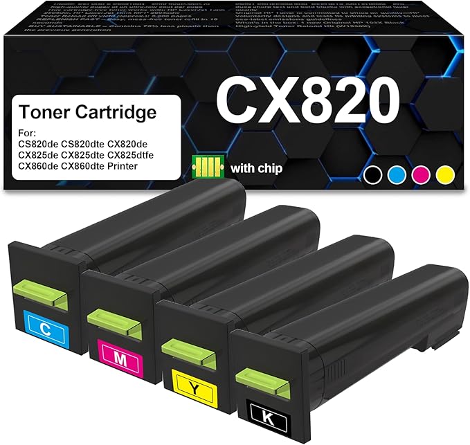 High Yied CX820 CX825 CS820 Toner Cartridge Compatible with Lexmark CX825de CX820dtfe CX825dte CX820de CX825dtfe CS820de CS820dtfe CS820dt CS820 CX820 CX825 CX860 Printers(4pk)