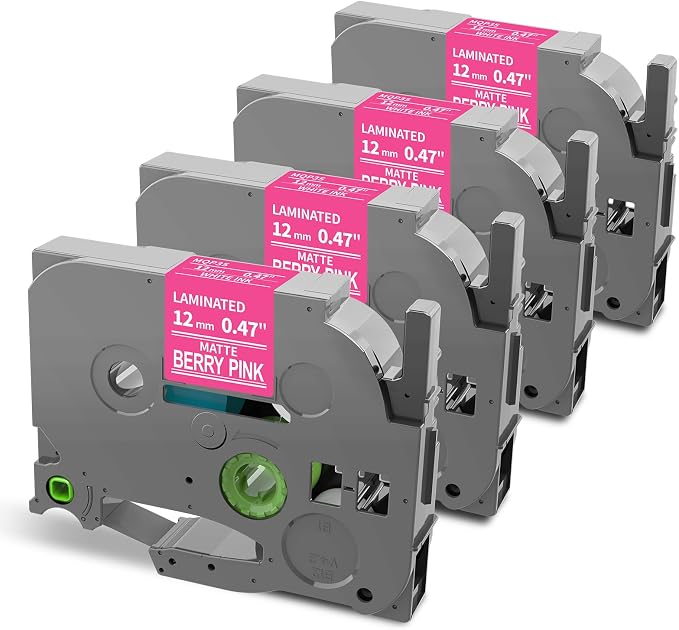 Compatible with Brother Label Maker Tape Pink TZE-MQP35 P-Touch Label Tape | 12mm 0.47" Berry Pink TZe TZ Pastel TZEMQP35 Work with PT-D410 PT-D220 PT-D210 PT-D200 Ptouch Refills, 1/2 Inch, 4-Pack