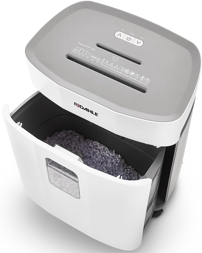 Dahle PaperSAFE PS 240 Paper Shredder, Oil Free, Jam Protection, Security Level P-4, 10 Sheet Max, Shreds CDs, Staples, Paper Clips & Credit Cards