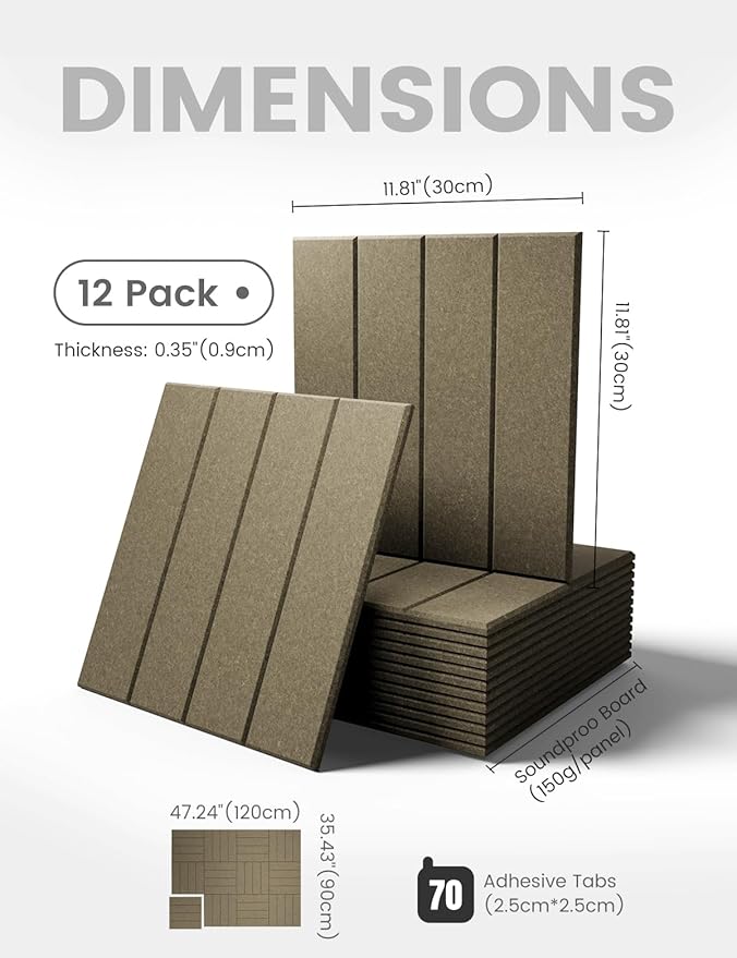 Large Felt Bulletin Board 48" x 36" Cork Board Alternative-12 Pack with 70 Safe Removable Adhesive Tabs, Cork Boards for Walls for Home Office Classroom Pin Board-Earth Brown
