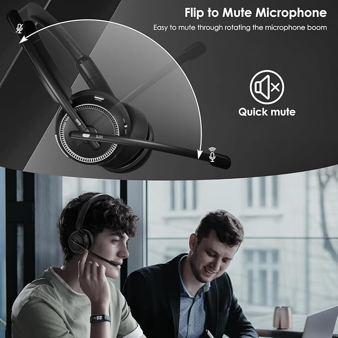 Angteela Wireless Bluetooth 5.4 Headset with Microphone, Wireless Headphones for Cell Phones/Computer/Laptop