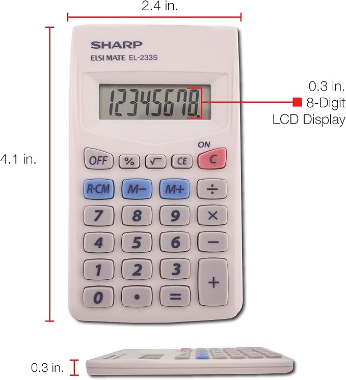 Sharp EL233SB Standard Function Calculator (Pack of 2)