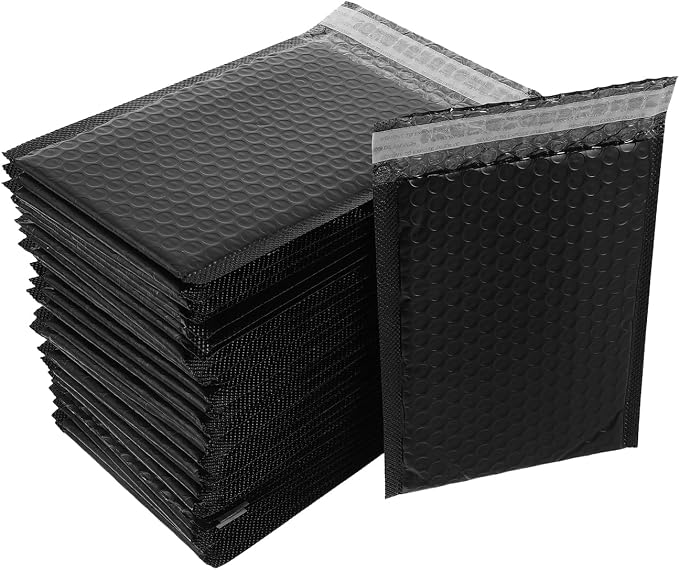 NUOBESTY Bubble Mailers, 100 Pack 6 X 8 Inch Black Padded Envelopes, Shipping Envelopes, Water Resistant, Self Seal, Thick Mailing Bubble Opaque Padded Mailers Shipping Bags