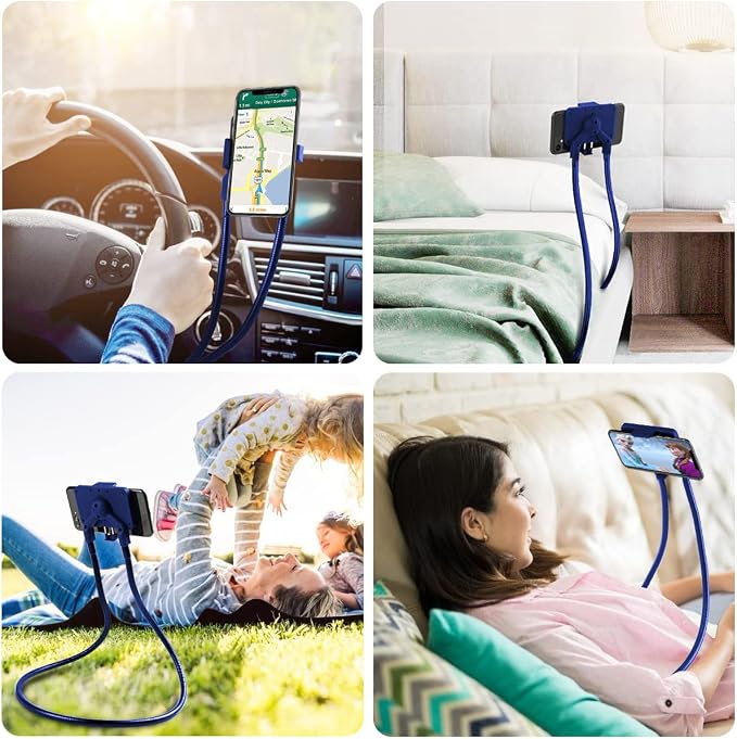 Cell Phone Holder, Universal Lazy Bracket DIY Mobile Phone Stand | Flexible Mount Stand with Multiple Function Blue