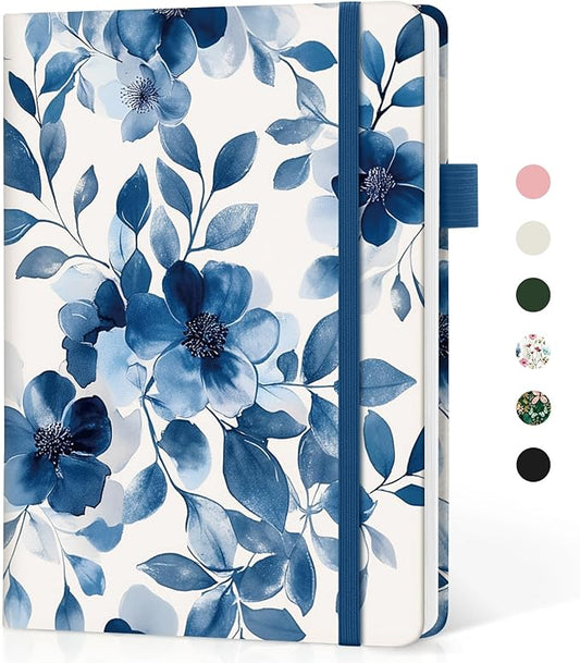 Taja Graph Journal Notebook for Women & Men, Hardcover Leather Journal for Writing, A5 Graph Paper Notebook for Planning & Tracking, Perfect for Office School Home Supplies, Watercolor Petal
