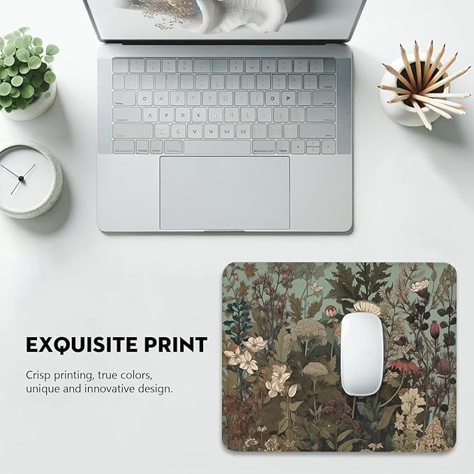 Botanical Elegance Wildflower Mouse Pad - Nature's Palette for Your Desk, Stitched Edges Non-Slip Rubber Base Mouse Pads for Computers Laptop