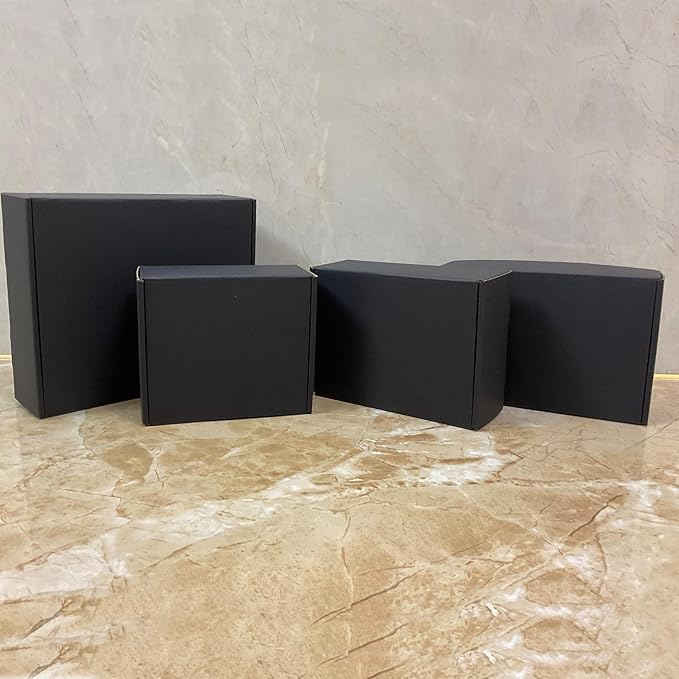 24 Pack 11x9x3 inch Black Shipping Boxes ，Cardboard Packaging Boxes for Mailing Shipping Corrugated Cardboard Boxes for Packaging Small Business Craft Flat Shipping Boxes Empty Gifts Giving Products