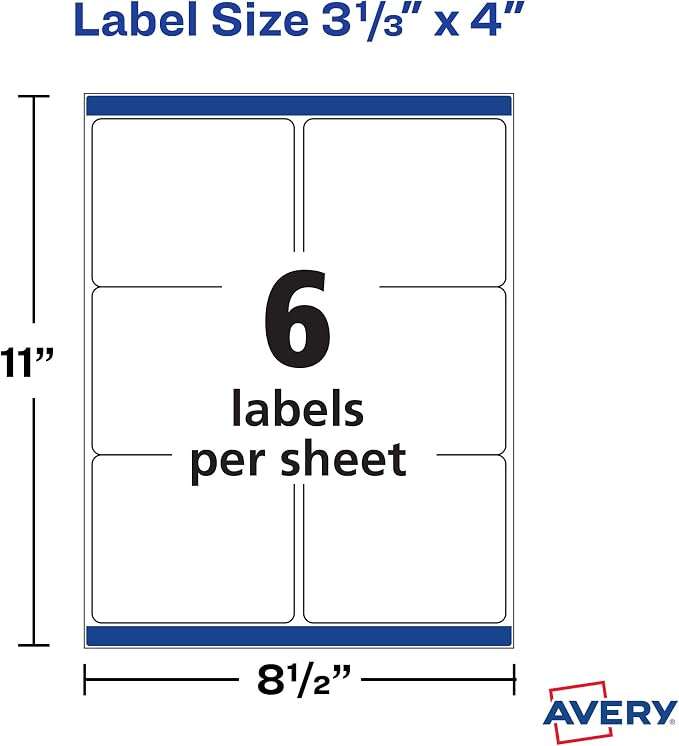 Avery TrueBlock Shipping Labels, Sure Feed, Permanent, 3-1/3" x 4", White, 120 Labels Total (32134) (Pack of 10)
