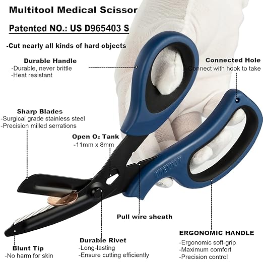 MEUUT 2 Pack Trauma Shears Panted Bandage Scissors for Left and Right Hand - Medical Supplies with 8 inch Heavy Duty Medical Scissors for EMT Workers Nurses
