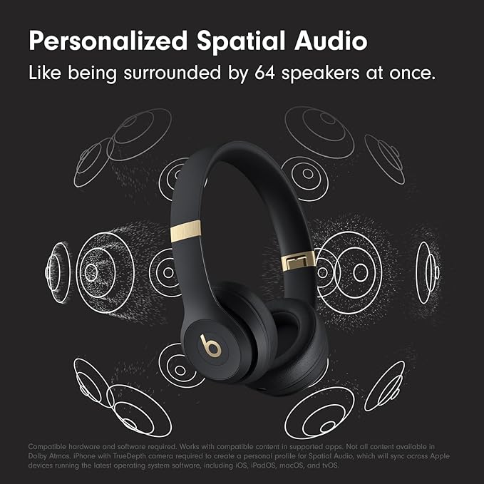 Beats Solo 4 - Wireless On-Ear Bluetooth Headphones, Up to 50-Hour Battery Life, Ultra-Lightweight Comfort, Powerful and Balanced Sound, Apple & Android Compatible - Black & Gold